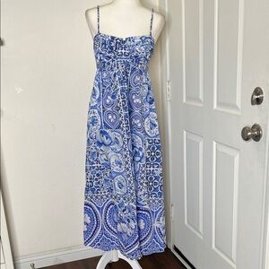Caroline Constas Floral Spaghetti Strap Maxi Dress Sz M Wedding Resort Wear NWT